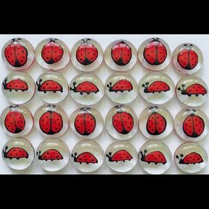 Ladybugs Hand Painted Glass Gems Party Decor Favor